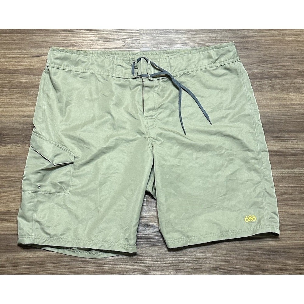 686 Six Eight Six Brown Cargo Hybrid Board Shorts Swimwear Men's Sz XL